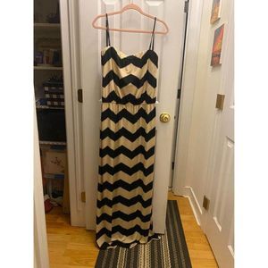 Strapless Maxi Dress Bisou Bisou Size 16 Chevron Pattern